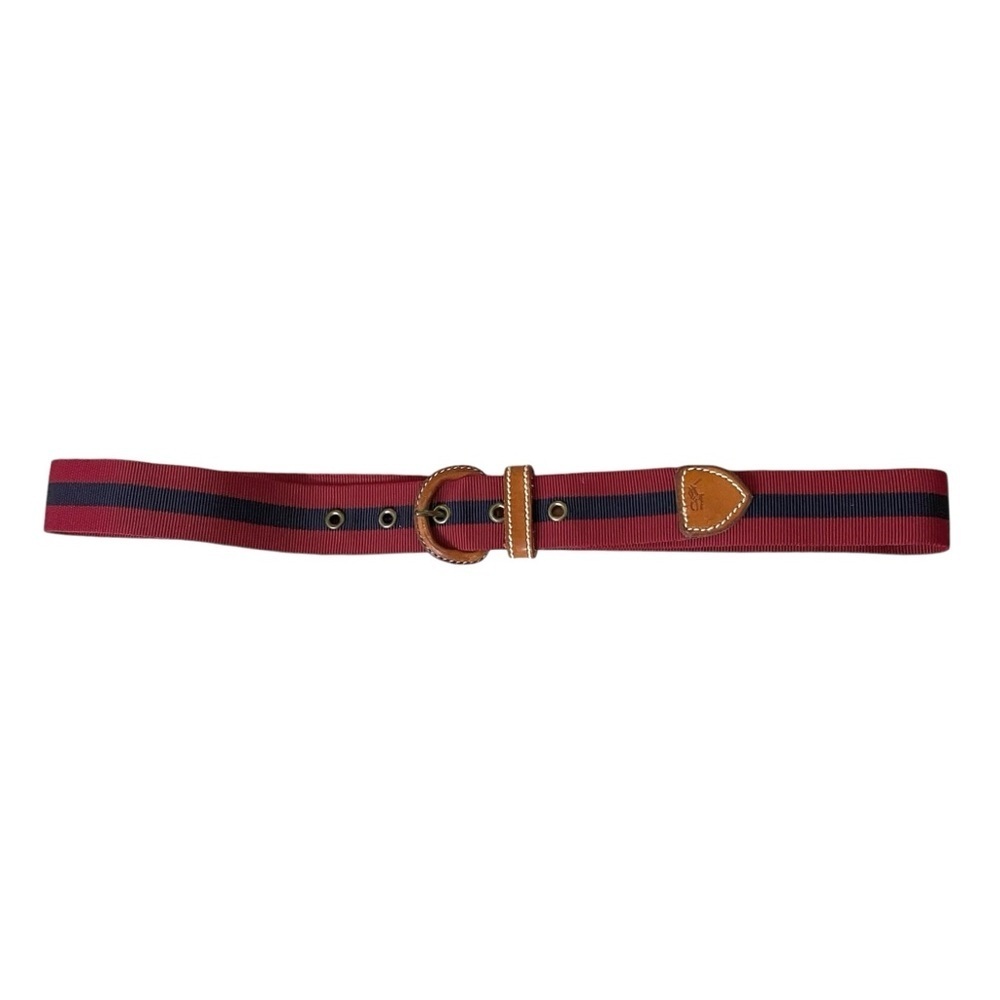 POLO RALPH LAUREN Vintage Classic Striped Belt Navy Blue Red Brown S